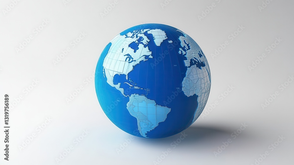 Wall mural digital blue globe interface. global business background. 3d rendering.