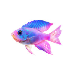 Fototapeta premium Colorful saltwater fish showcases vivid blue and pink hues along with detailed fins, swimming gracefully in clear water.