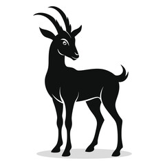 Chamois silhouettes and icons. Black flat color simple elegant white background Chamois animal vector and illustration.