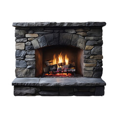 Cozy Fireplace with Soft Glowing Light Isolated on Transparent Background