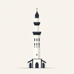 Minimalist vector illustration of a mosque with a minaret