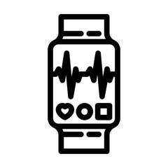 pulse graph watch screen wearable fitness line icon vector illustration