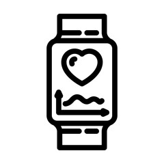 smartwatch heart wearable fitness line icon vector illustration