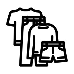 capsule wardrobe thrift driven fashion line icon vector illustration