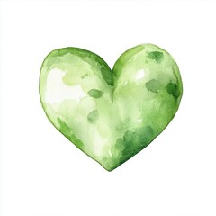 Light green heart watercolor illustration in soft tones