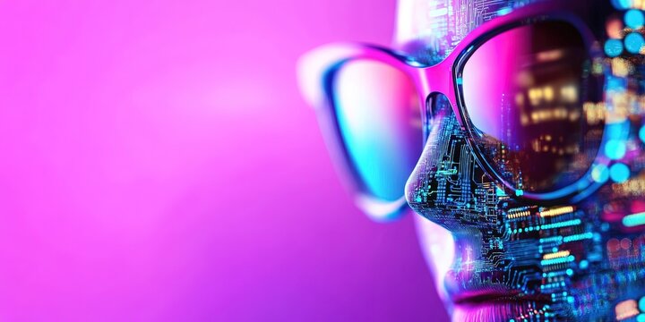 Modern fashion and technology merging in a woman's colorful style