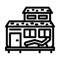 lawn chair outside mobile home line icon vector illustration