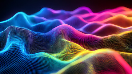 Fototapeta premium Eye catching stunning 3d render of abstract multicolor spectral lines of light in perspective. Spectral Light. Illustration