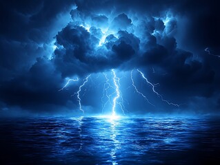 Lightning Storm Ocean Night.