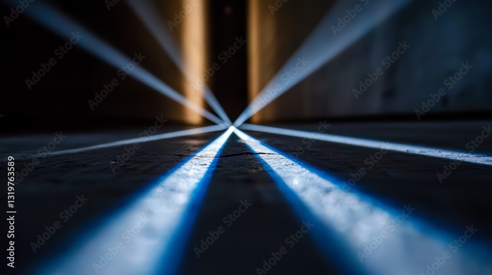 Aufkleber series of blue lines are drawn on a dark background. the lines are thin and spaced out, creating a s
