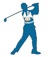Louisiana State Golfer Swing Silhouette