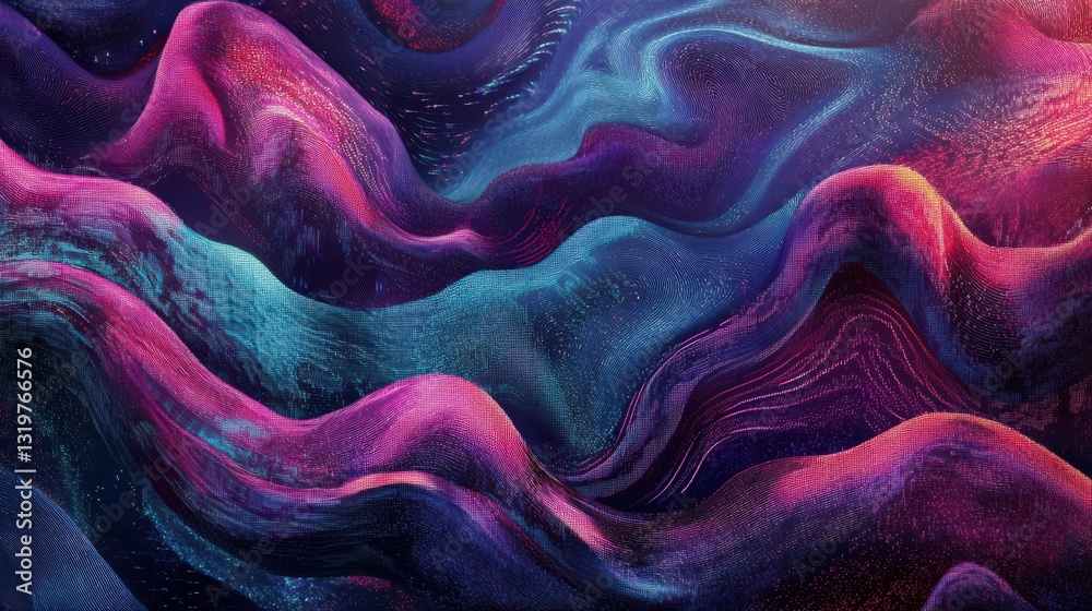 Poster abstract virtual digital stream. flowing binary code. storage cloud structure. big data transfer con