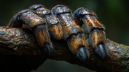 Close-up Tarantula Feet on Branch