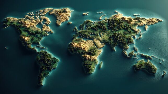 3D render world map