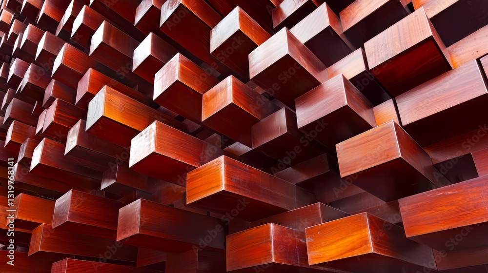 Leinwandbilder the image is a close up of wooden blocks arranged in a pattern. the blocks are stacked on top of eac
