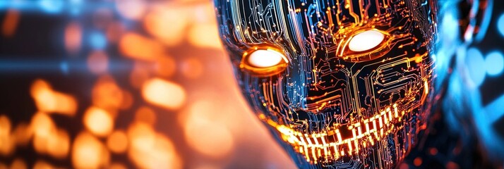 Fototapeta premium jack o lantern fashionista deepfake technology artificial intelligence circuitry -