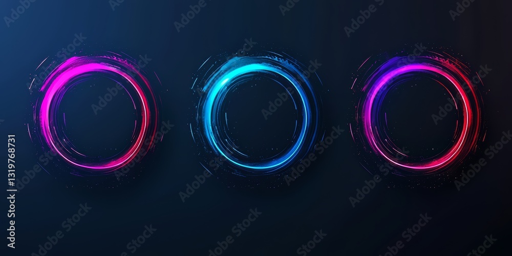Aufkleber Three colorful circles on a dark background. The circles are in different colors and sizes. The circles are abstract and seem to be part of a larger design