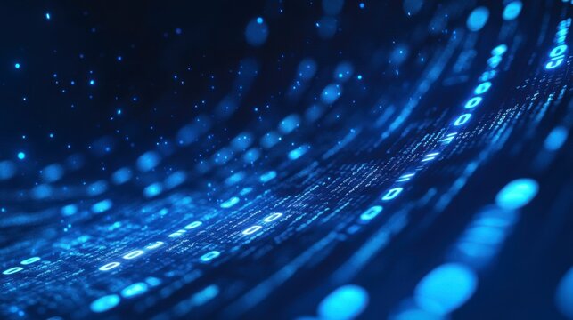 Abstract digital data stream, dark background. Possible use Stock photo