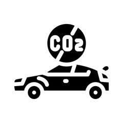 emission free car carbon glyph icon vector illustration