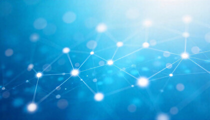 Abstract blue network with glowing nodes and interconnected lines, representing modern digital technology.