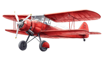 Vintage red and white propeller airplane clipart aviation art creative design isolated view classic imagery