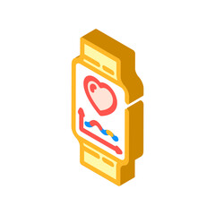 smartwatch heart wearable fitness isometric icon vector illustration