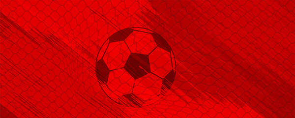 red Football or soccer background with big ball in gray colors