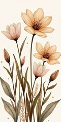 Delicate Flowers in Watercolor Painting
