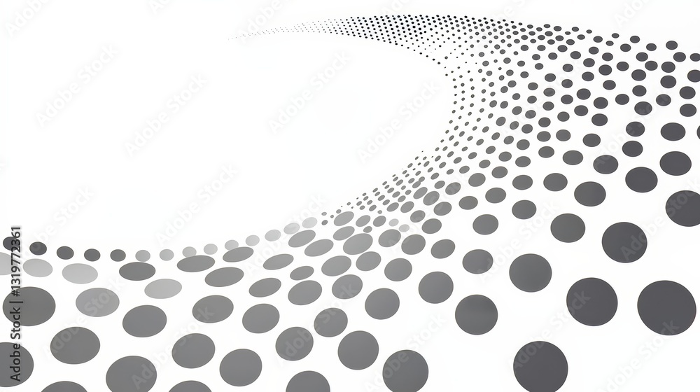 Aufkleber White background with a grey line of dots. The dots are of varying sizes and are scattered throughout the image. The image has a minimalist and abstract feel to it