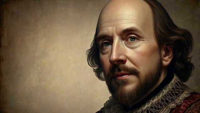 Portrait of William Shakespeare with Blank Space for Quotes in Yellow Texture Background - Powered by Adobe