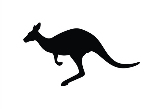 Stylized vector illustration of a leaping kangaroo in silhouette form