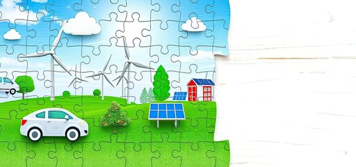 Green Energy Puzzle Sustainable Future Eco Friendly Solutions Renewable Resources