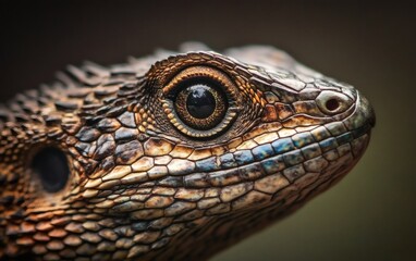 Fototapeta premium Detailed Lizard Close-Up, Intricate Scales, and Rugged Skin Texture