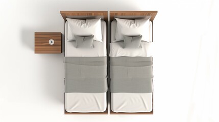 bed topview with whitebackground