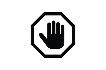 Hand symbol in octagonal shape for warning or stop indication