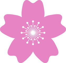 Set of simple flower icon illustration. Apple, cherry, plum, apricot, pear or peach blossoms. Kids cute decor. Hippy groovy daisy flowers set. Retro vintage style, hand drawn decorative elements.