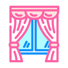 window curtains slow living color icon vector illustration