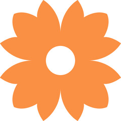 Set of simple flower icon illustration. Apple, cherry, plum, apricot, pear or peach blossoms. Kids cute decor. Hippy groovy daisy flowers set. Retro vintage style, hand drawn decorative elements.