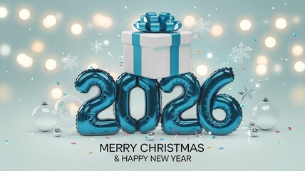 Festive 3D New Year 2024 Design with Christmas Decorations