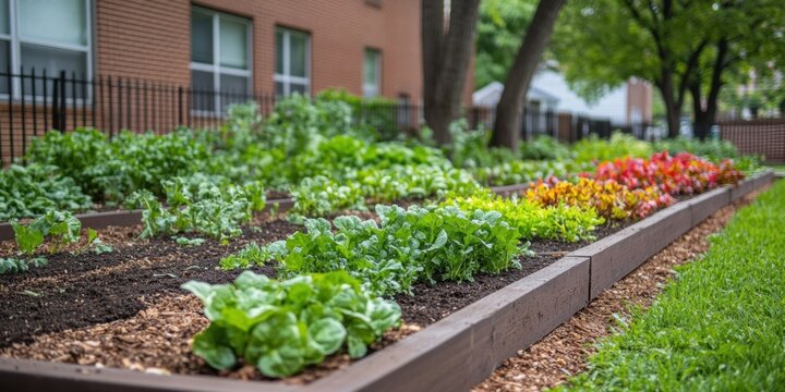 Community gardening event showcasing fresh produce in urban neighborhoods vibrant greenery