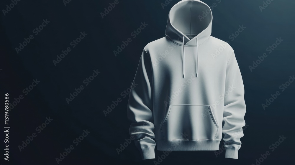 Poster Blank mens hooded sweatshirt mockup designed for custom prints featuring a modern 3D rendering from the front view
