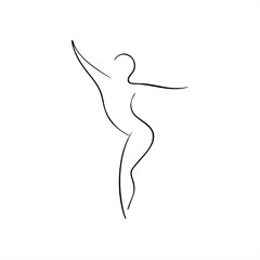 Elegant woman dancing with fluid lines in vector art style