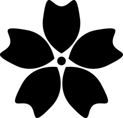 Set of simple flower icon illustration. Apple, cherry, plum, apricot, pear or peach blossoms. Kids cute decor. Hippy groovy daisy flowers set. Retro vintage style, hand drawn decorative elements.