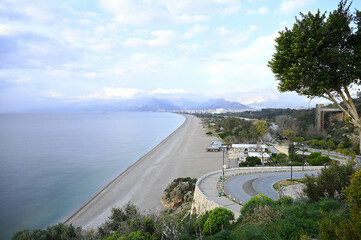 Naklejka premium The world-famous Konyaaltı Beach in the city center of Antalya