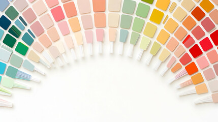 Fototapeta premium A Semicircle of Vibrant Color Swatches Arranged on a Clean White Background for Design Inspiration