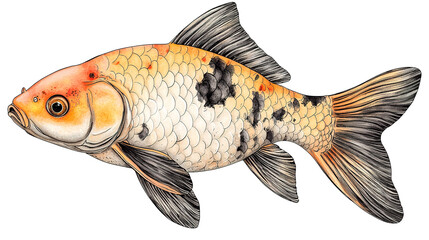 Naklejka premium Goldfish swimming gracefully aquatic environment illustration nature side view art concept for decor