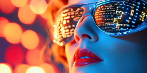 Fashionable woman with circuits integrated