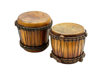 Lovely bongo drums with rich wood tones and precision-crafted heads isolated on transparent background