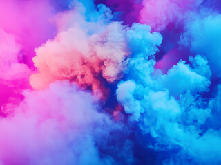 Neon multicolored heavy fog. Realistic scene close up.