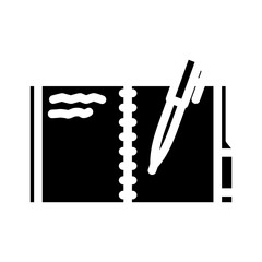 journal pen slow living glyph icon vector illustration